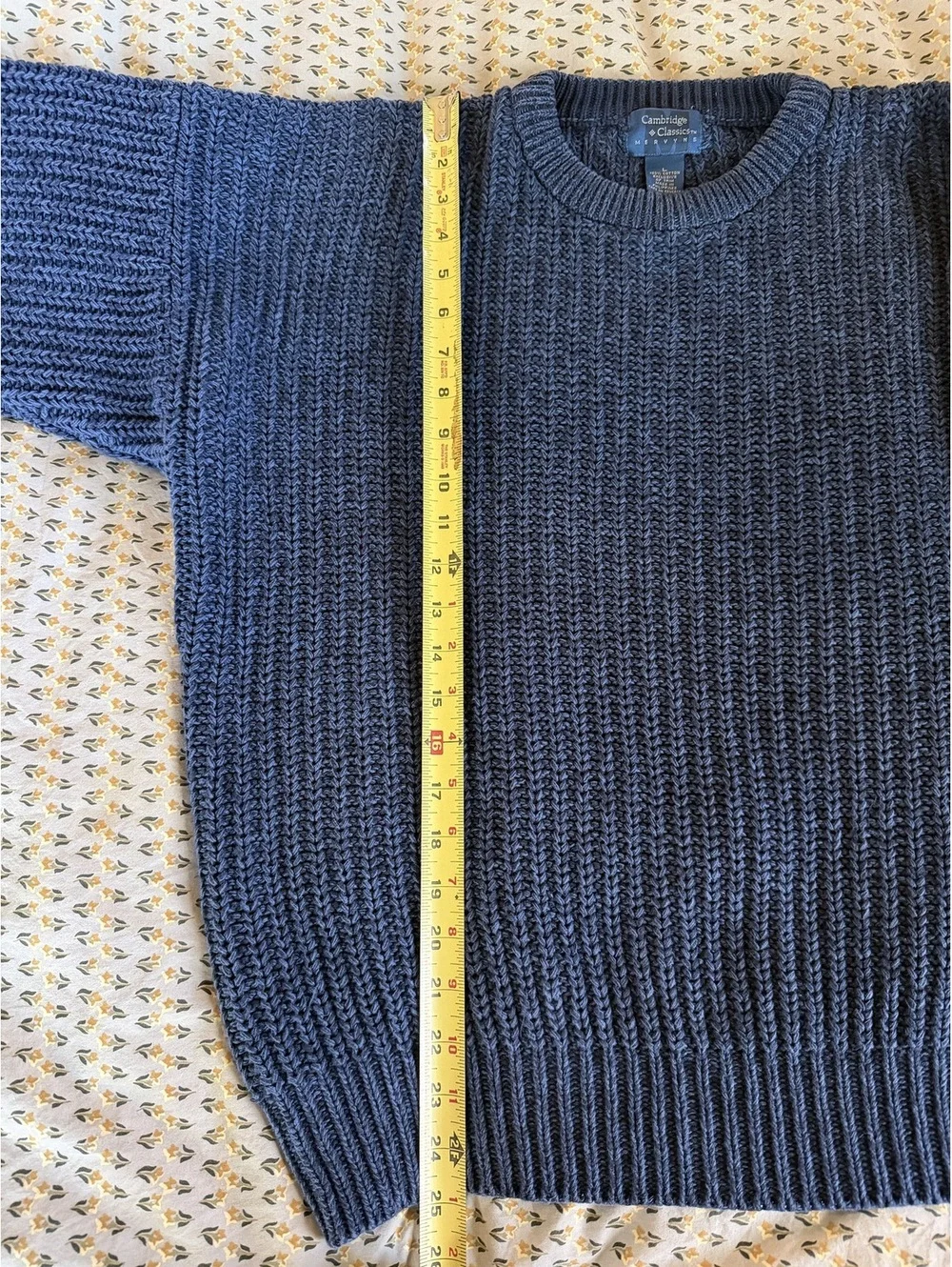 Vintage 1990s Cambridge Classics Blue Chunky Knit Sweater- 100% cotton